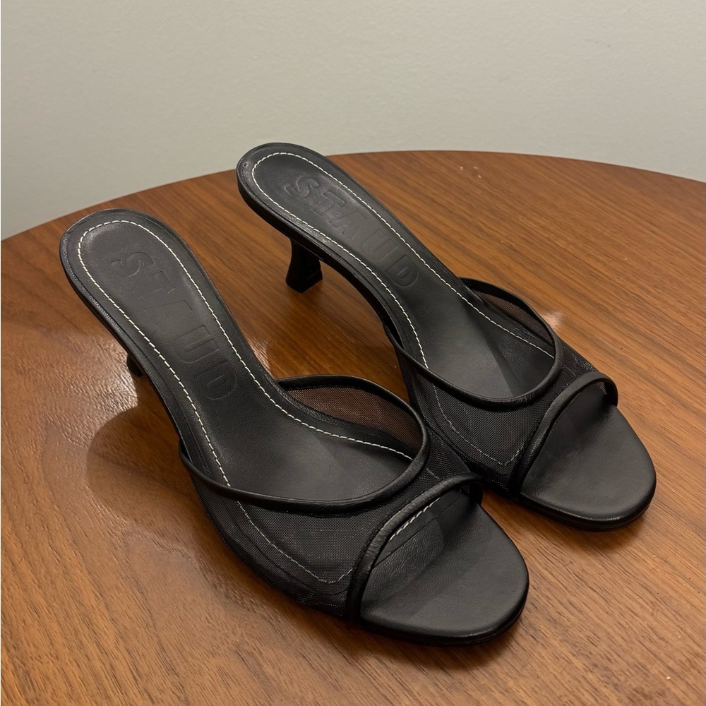 NWOT Staud Brigitte Leather-Trimmed Mule Sandals